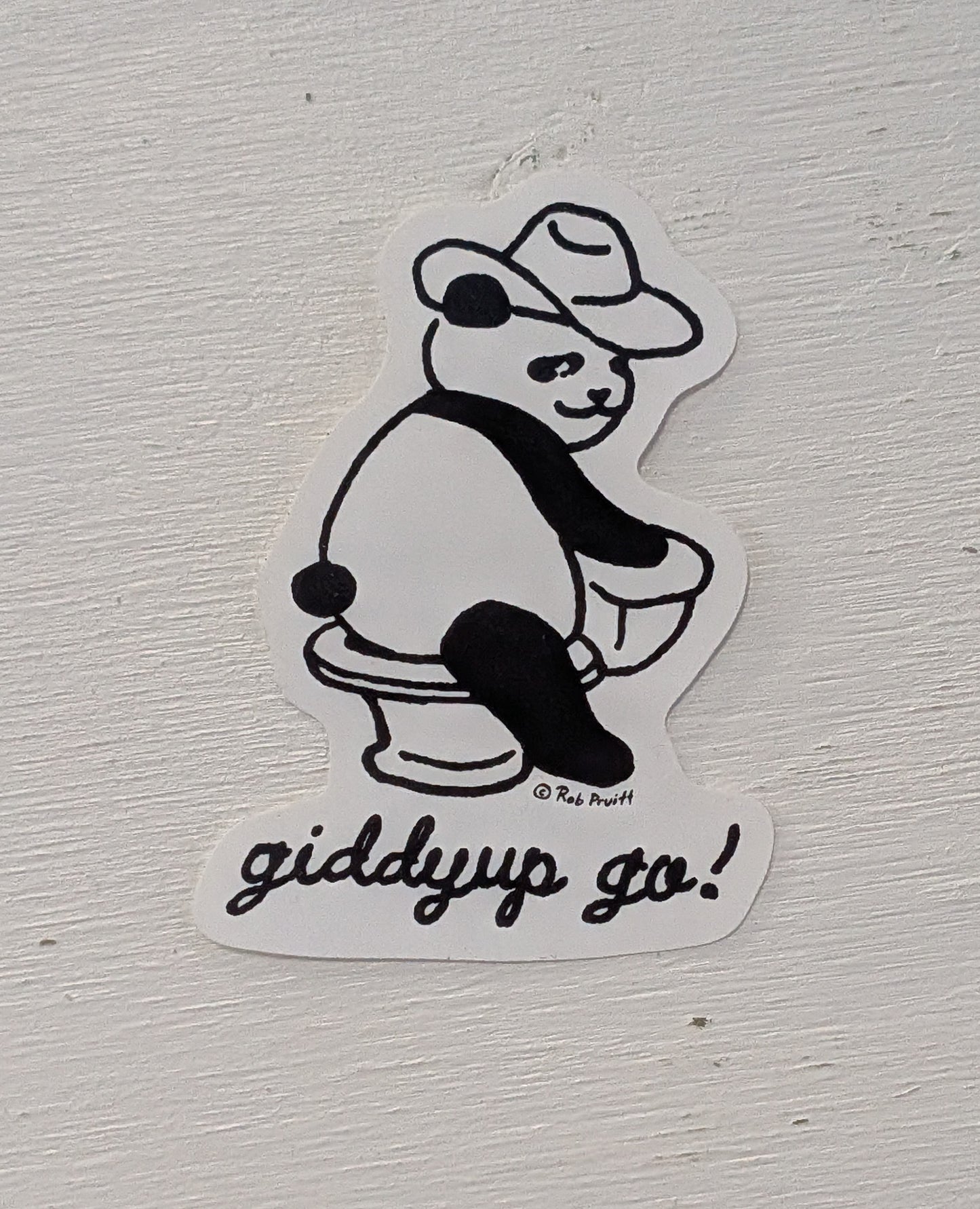 Giddy Up Go Panda Sticker