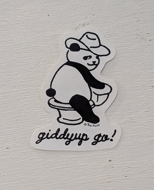 Giddy Up Go Panda Sticker