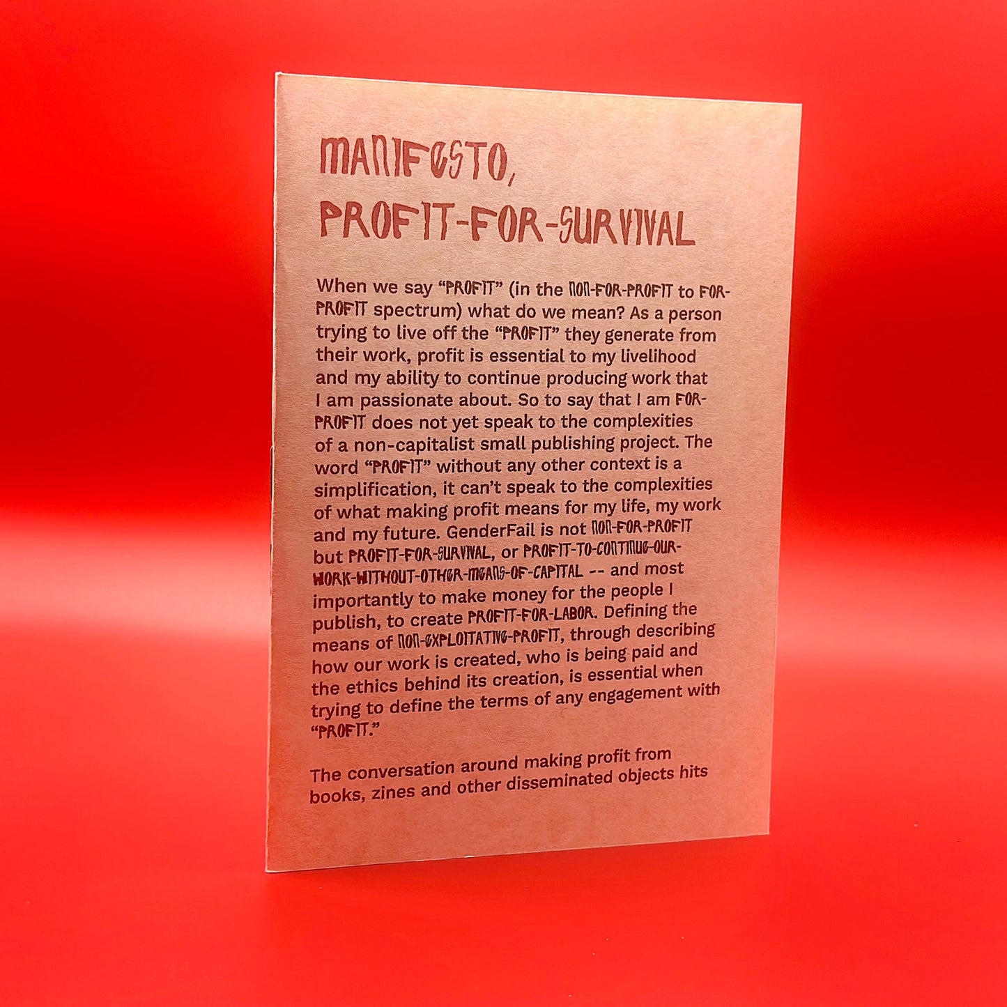 Manifesto, Profit-for-Survival